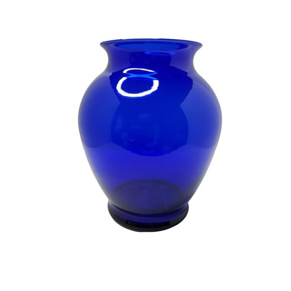 Vintage Cobalt Blue Glass Vase Handblown 8" Tall Home Décor - Picture 1 of 5